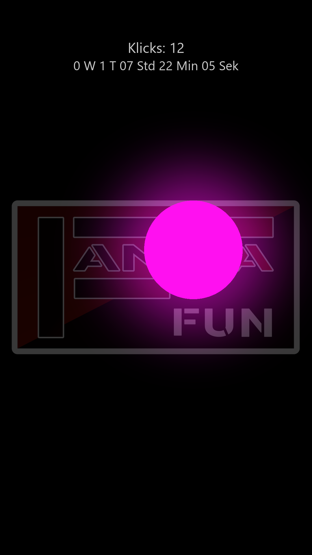 Wachsender pinker Neon-Punkt mit Klickzähler